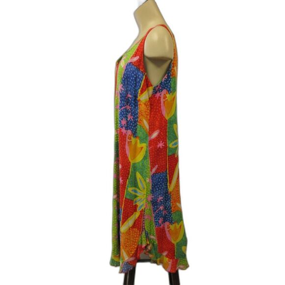 JAMS WORLD Floral Print VINTAGE Dress Sz M Artsy Tropical 90s Made in Hawaii USA - Picture 13 of 15